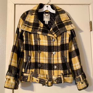 BB Dakota Yellow Plaid Coat